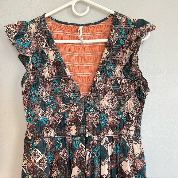 Anthropologie Peregrine Midi Dress Smocked Patterned S - Picture 8 of 10